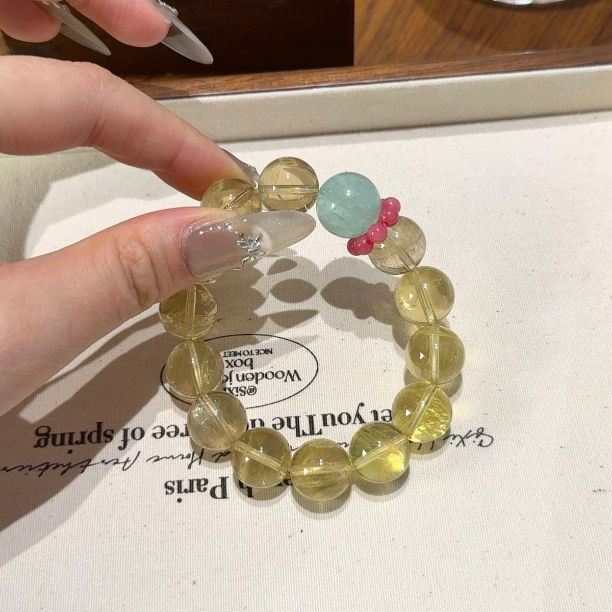 黄水晶绿萤石手串