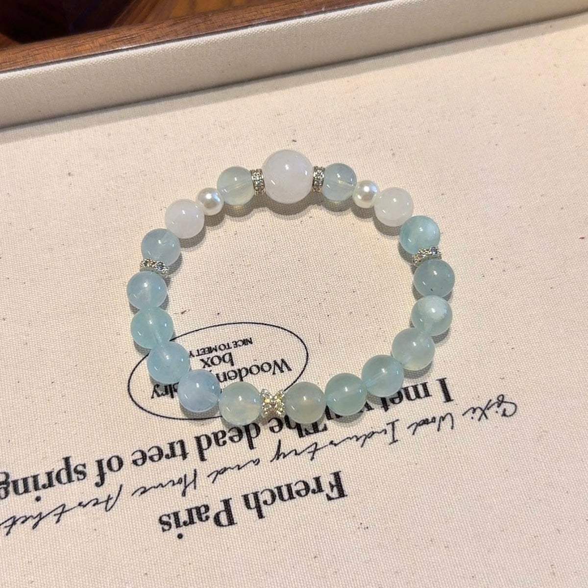 海蓝宝白月光手串