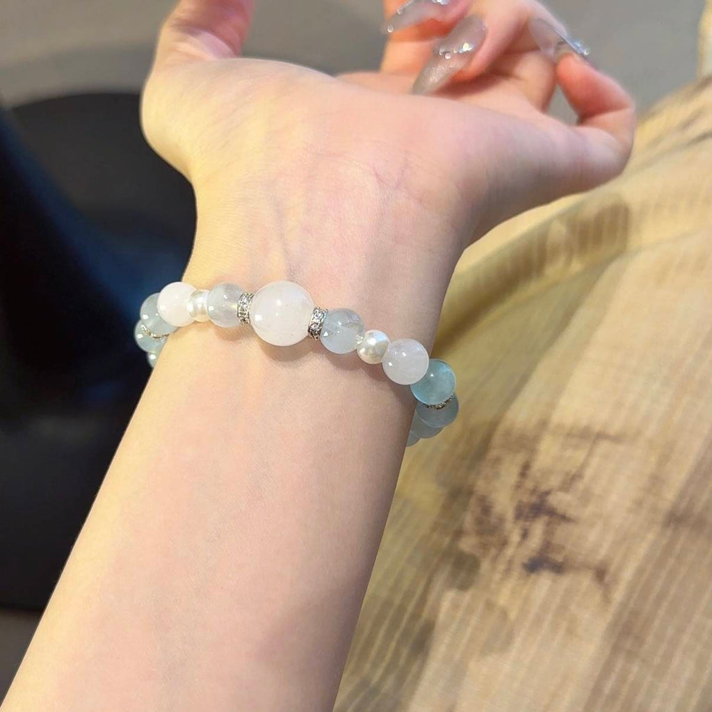 海蓝宝白月光手串