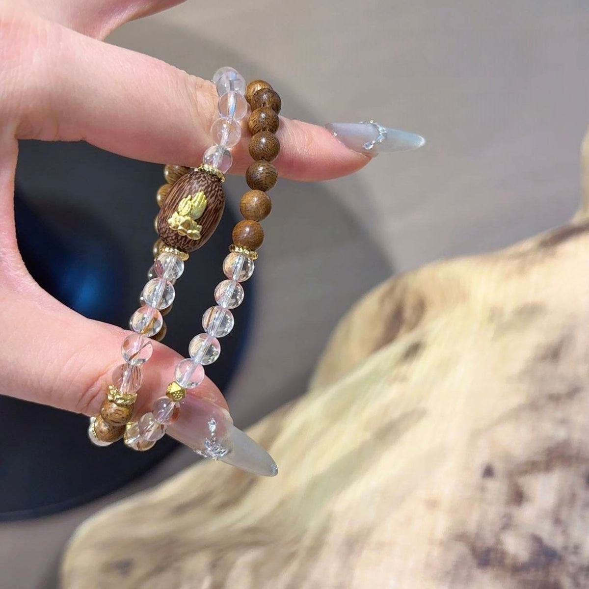 白水晶沉香手串