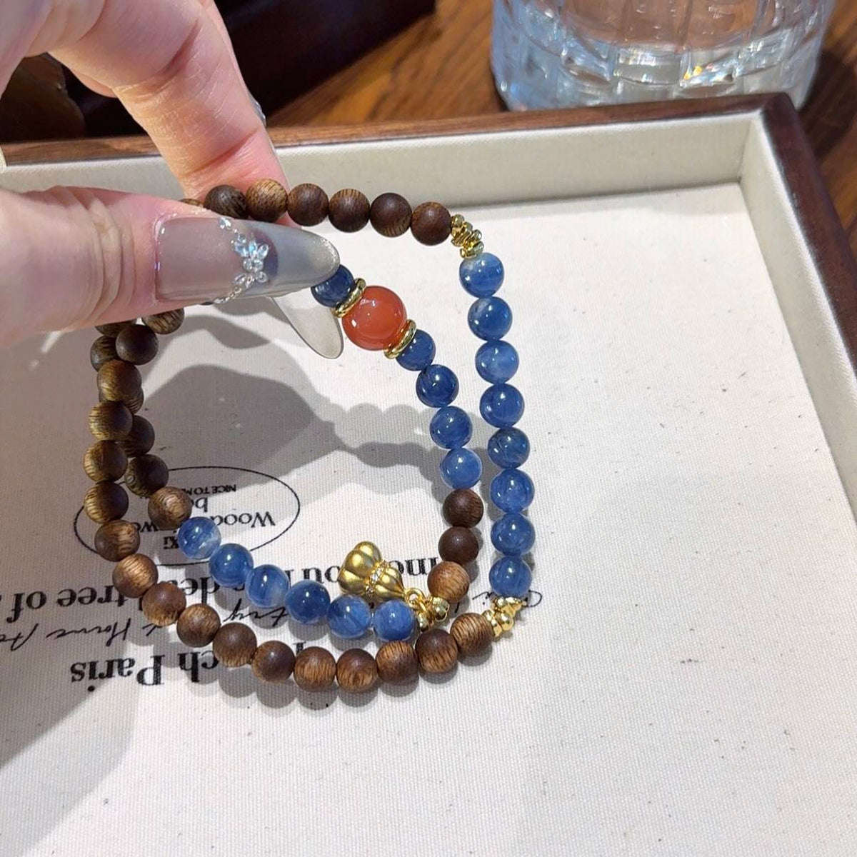 蓝晶沉香多圈手串