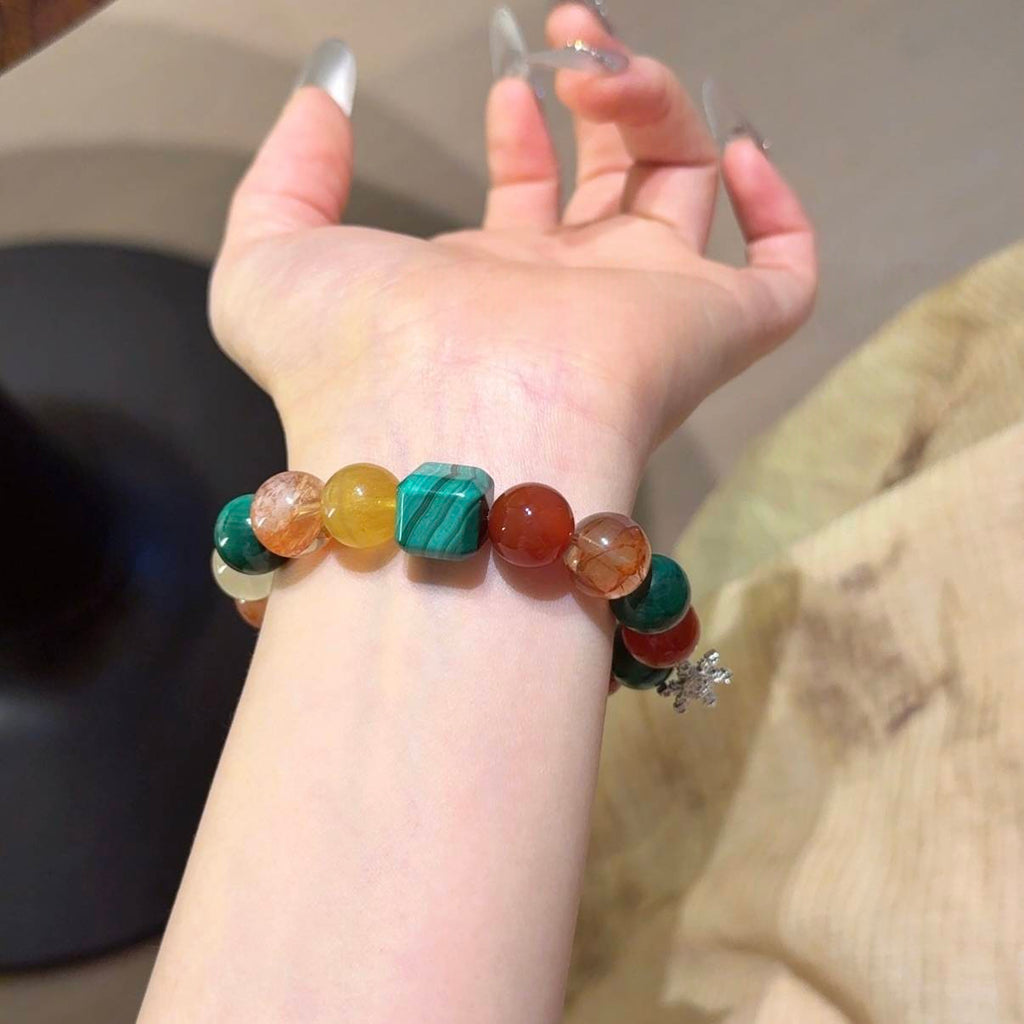 孔雀石胶花手串