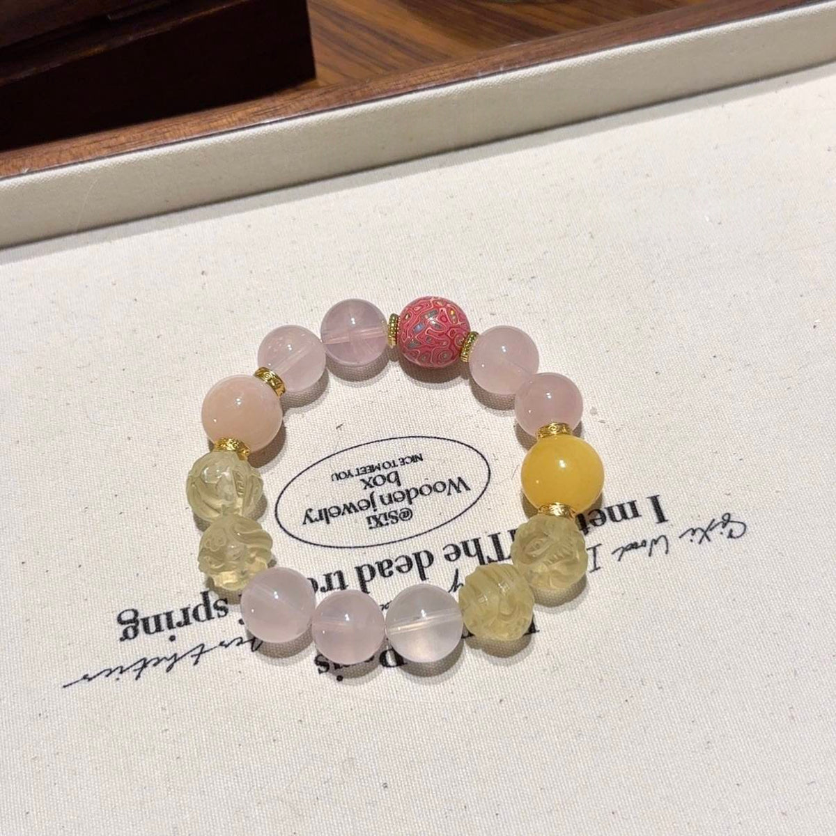 粉水晶黄萤石狐狐手串