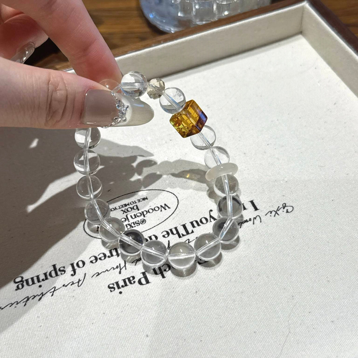 白水花珀手串