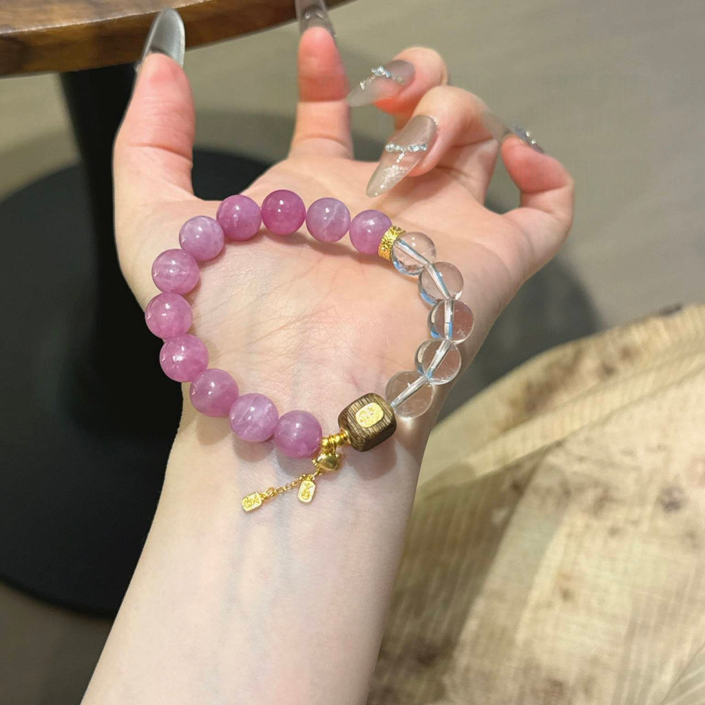 紫锂辉白水晶沉香手串