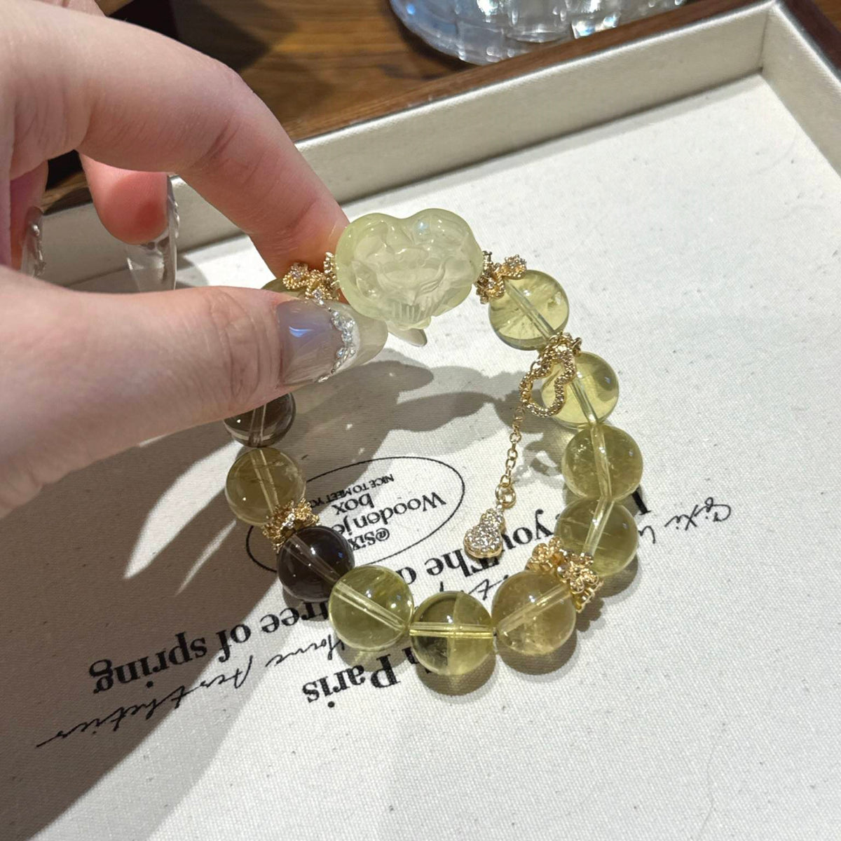 黄水晶茶水晶爱心狐手串