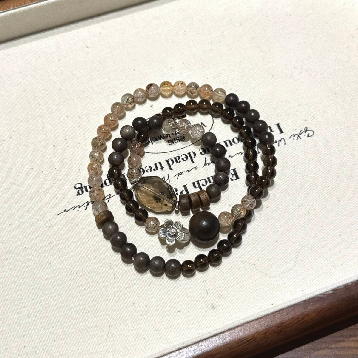 茶水晶黑金超手串