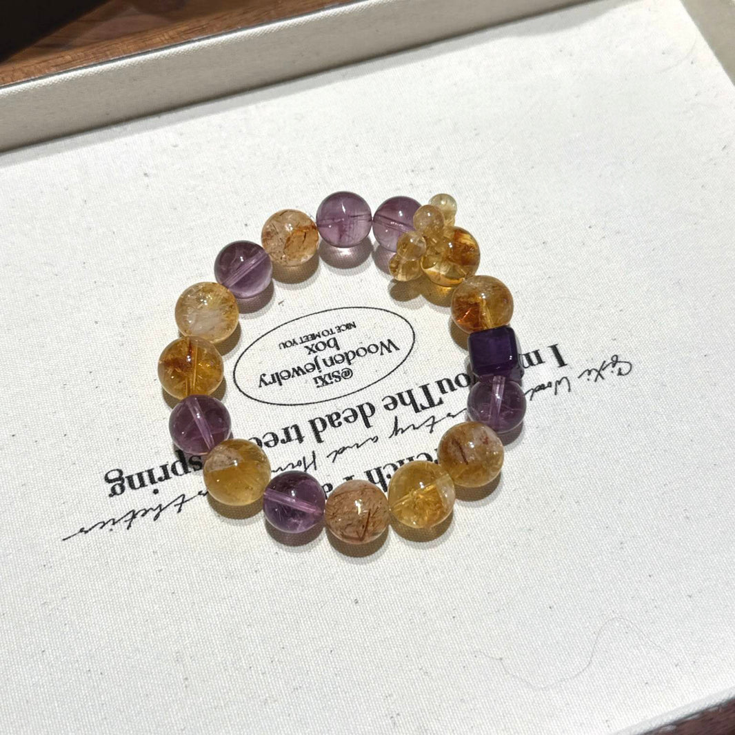 黄塔晶紫水晶手串