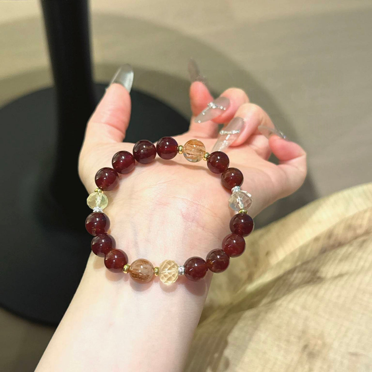 石榴石黑金超手串