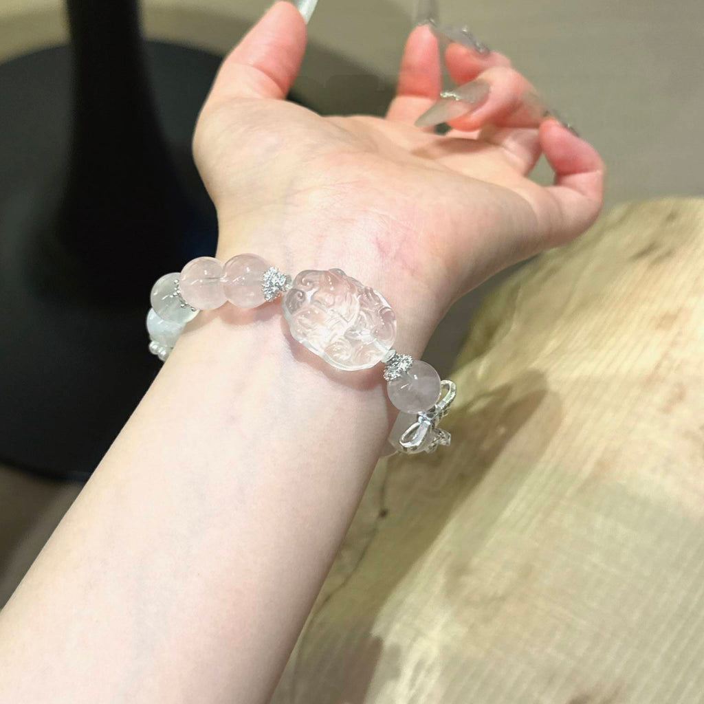 粉水晶白水晶九尾狐手串