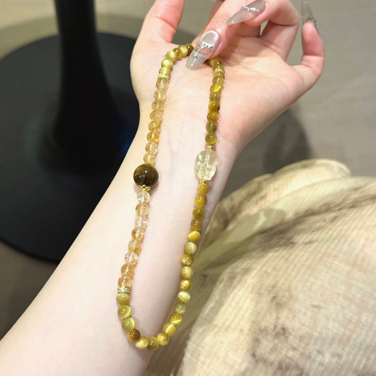 虎眼石黄塔晶手串