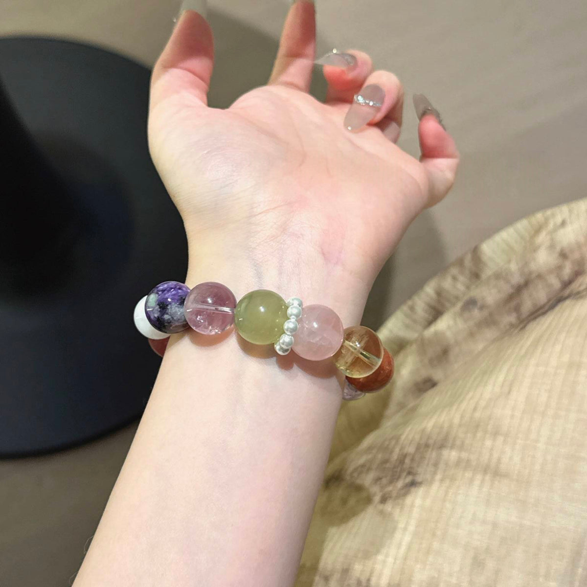 粉水晶随型多宝手串