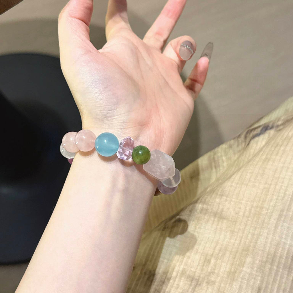 糖果色粉水晶随型多宝手串