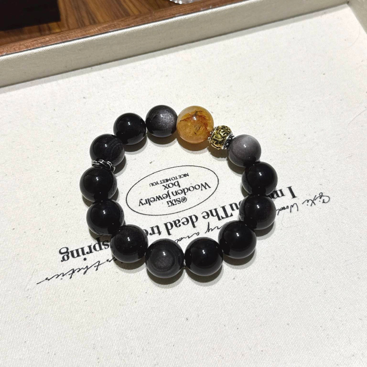 银曜石胶花手串