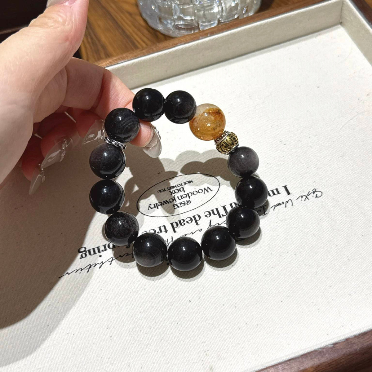 银曜石胶花手串