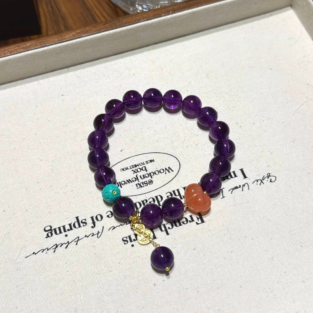紫水晶盐源玛瑙爱心手串