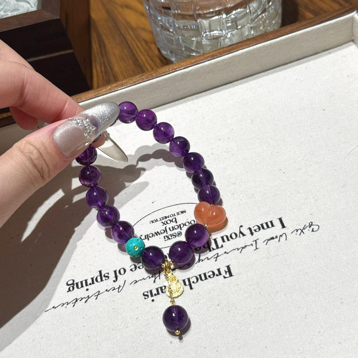 紫水晶盐源玛瑙爱心手串