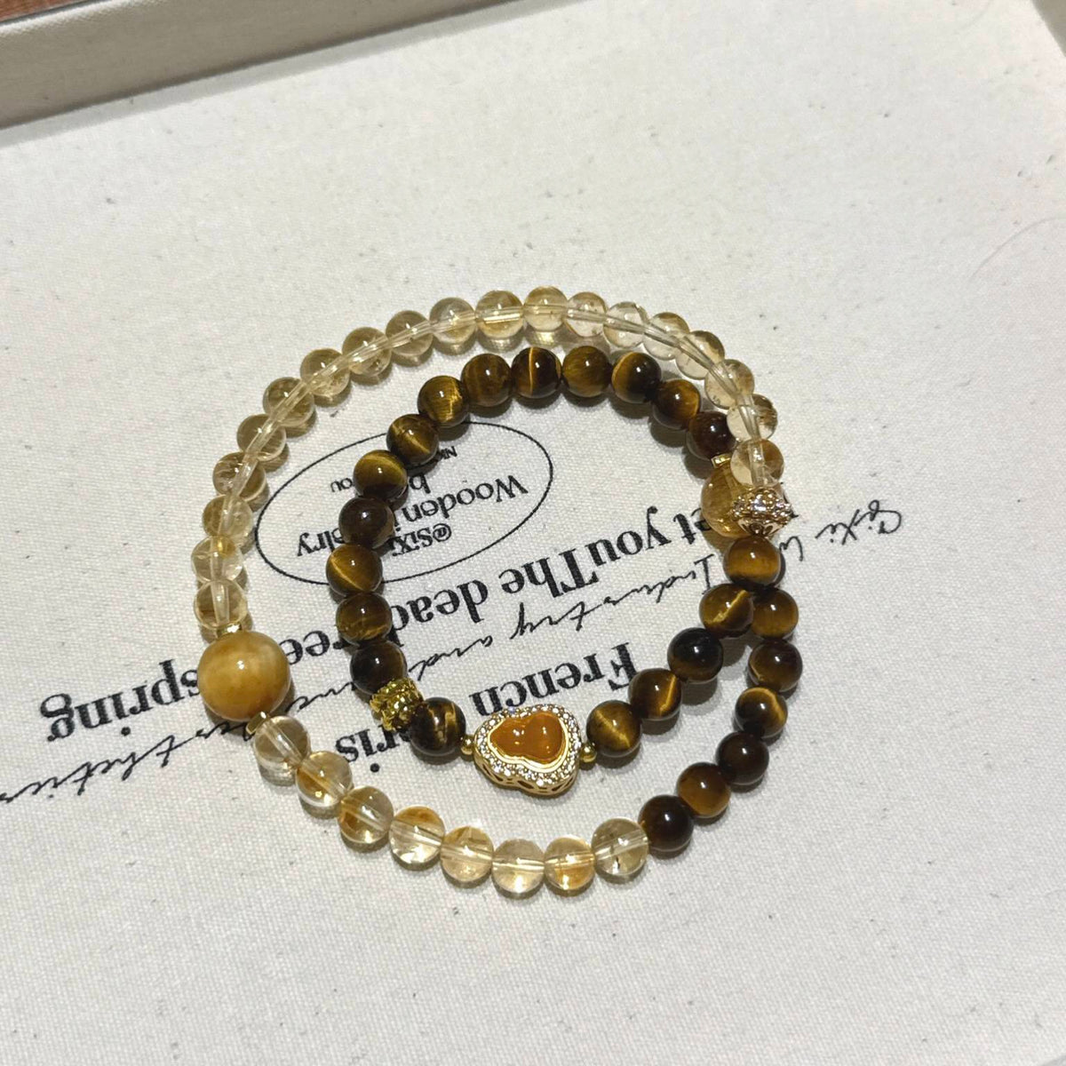 黄虎眼黄塔晶双圈手链