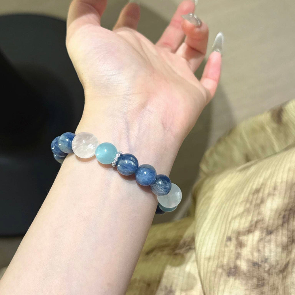 蓝晶石白幽灵海蓝宝手串