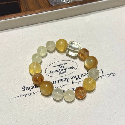 黄水晶黄萤石金锂云母手串