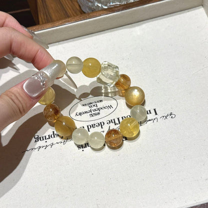 黄水晶黄萤石金锂云母手串