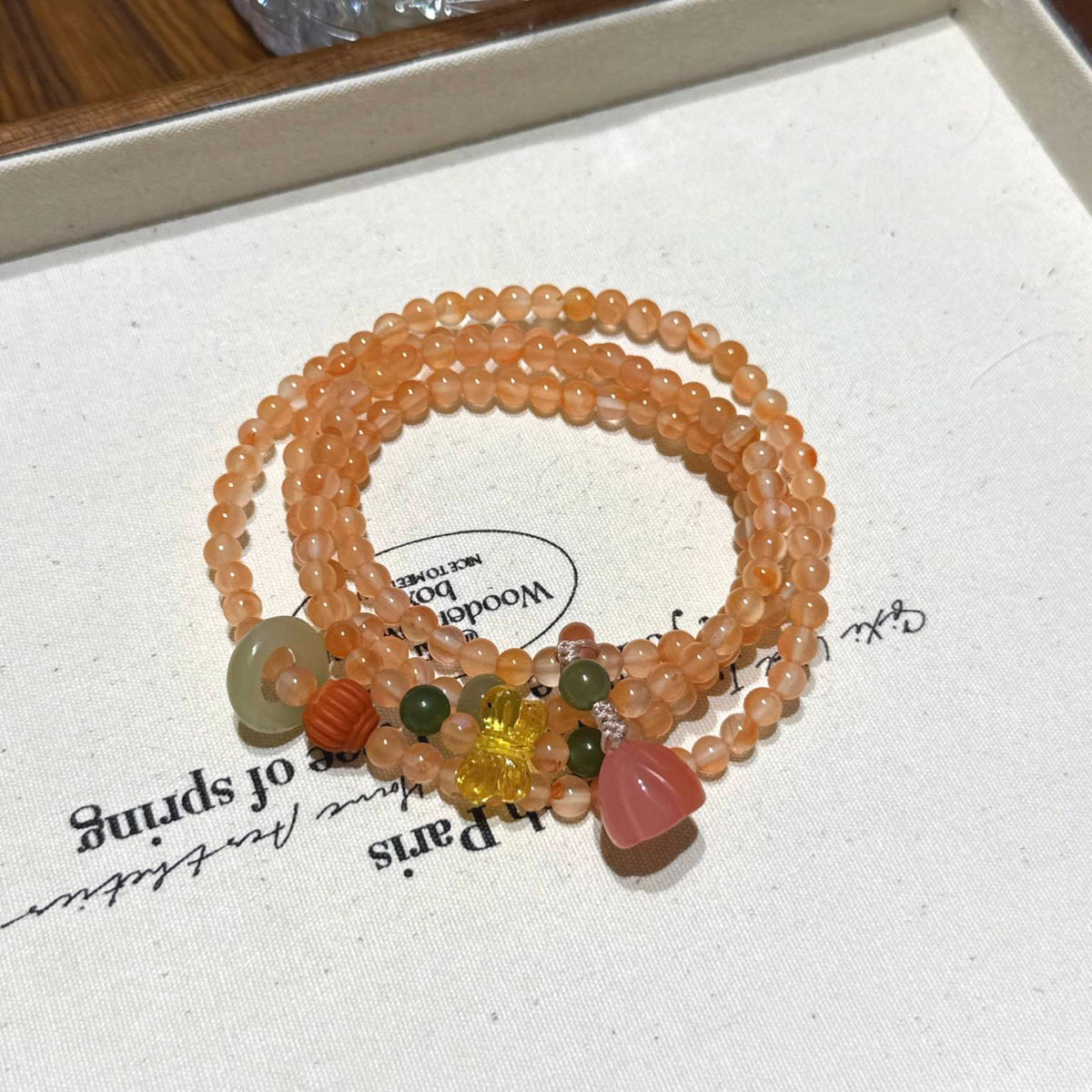 冰飘南红晴水碧玉多圈手链