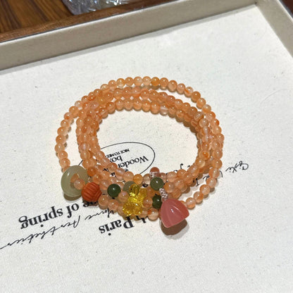 冰飘南红晴水碧玉多圈手链