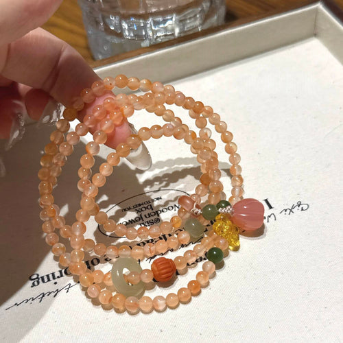 冰飘南红晴水碧玉多圈手链