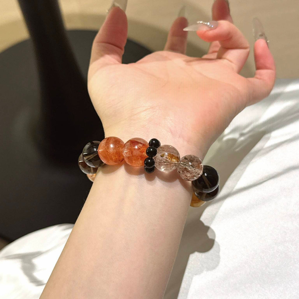 黑金超红胶花黄胶花手串