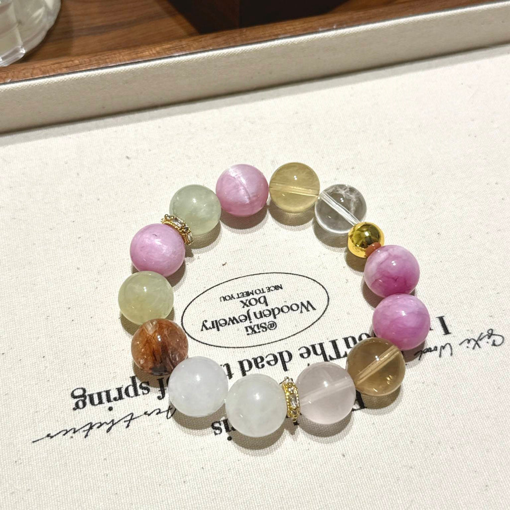 紫锂辉胶花葡萄石多宝手串