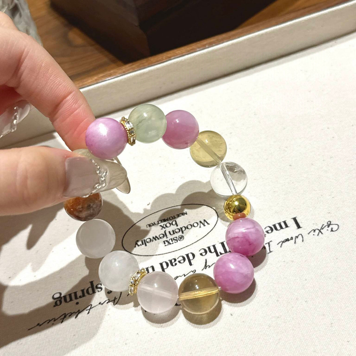 紫锂辉胶花葡萄石多宝手串