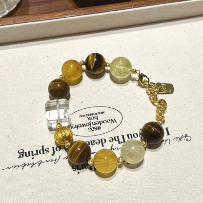 黄虎眼黄萤石柠檬黄水晶手串