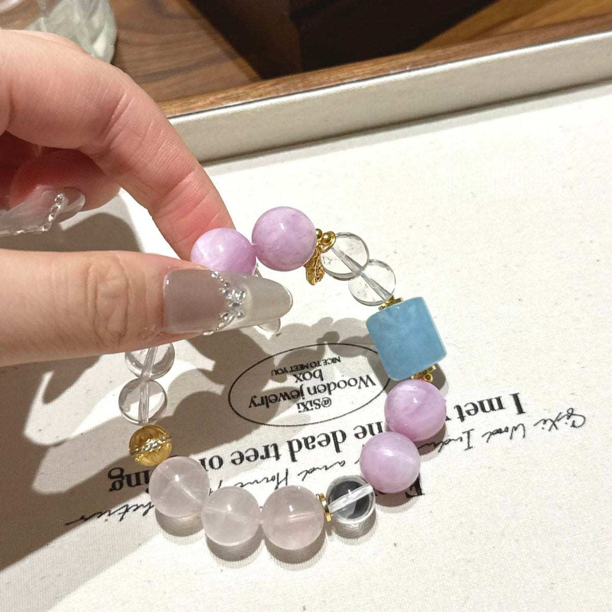 紫锂辉海蓝宝多宝手串