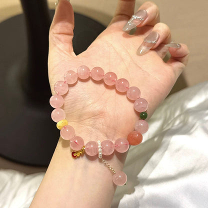 粉水晶碧玉盐源玛瑙爱心手串
