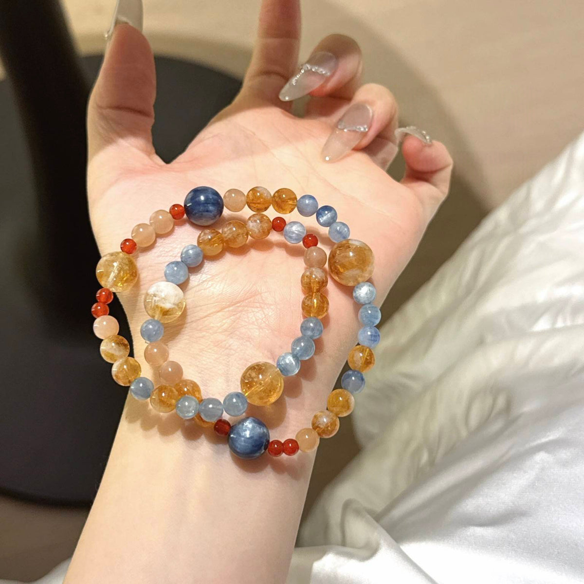 黄塔晶蓝晶石多宝手链