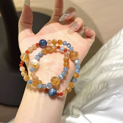 黄塔晶蓝晶石多宝手链
